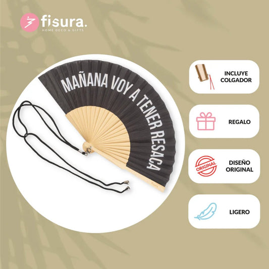 Abanico “Mañana voy a tener resaca” negro