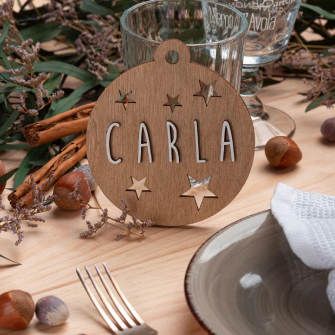 Bola de madera Navidad personalizada