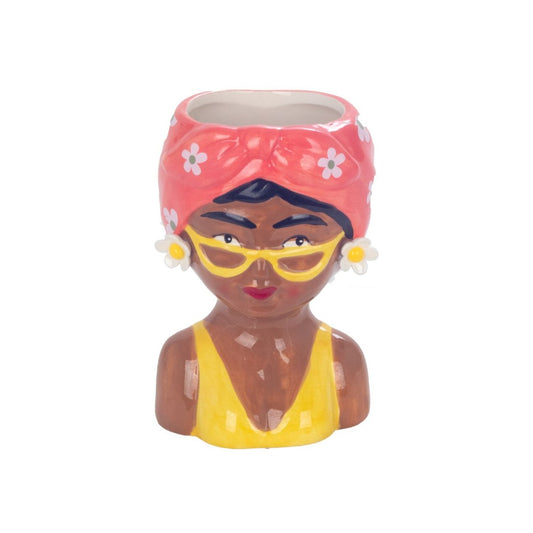 Jarrón busto mujer pañuelo rosa