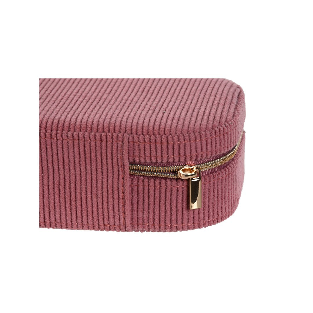 Joyero de viaje de pana con espejo