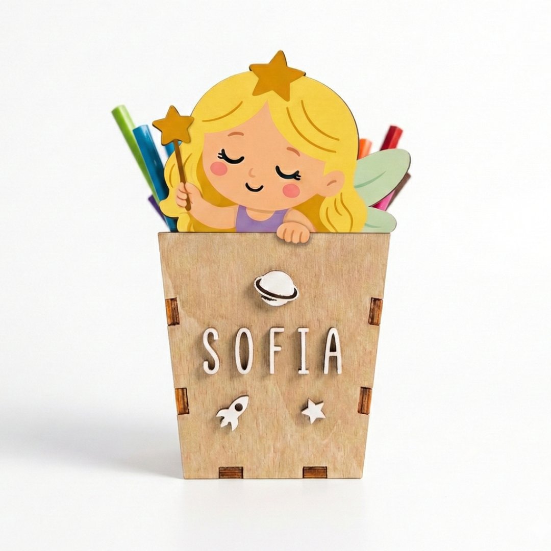 Portalápices de madera personalizable (animales tiernos)