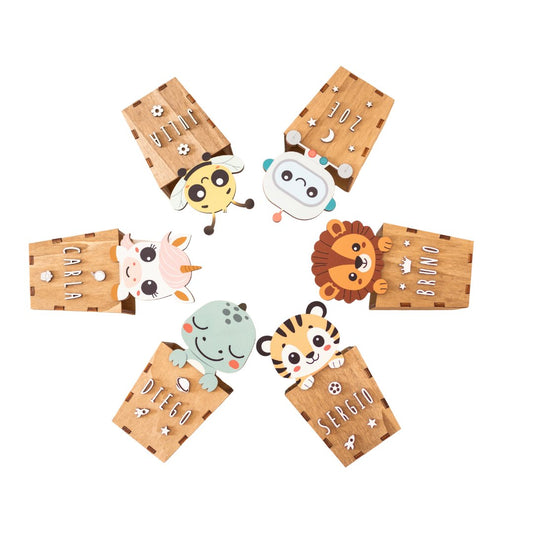 Portalápices de madera personalizable (animales tiernos)