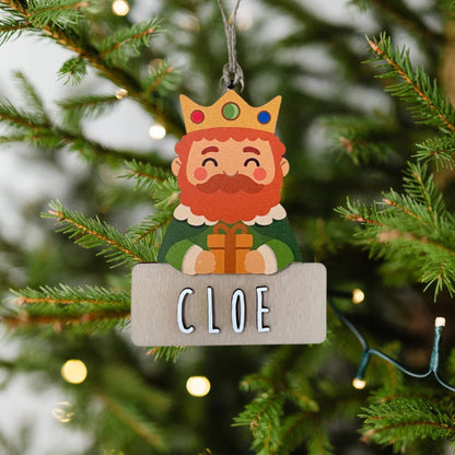 Gaspar: Adorno de madera con forma de Rey Mago Gaspar personalizado con nombre grabado