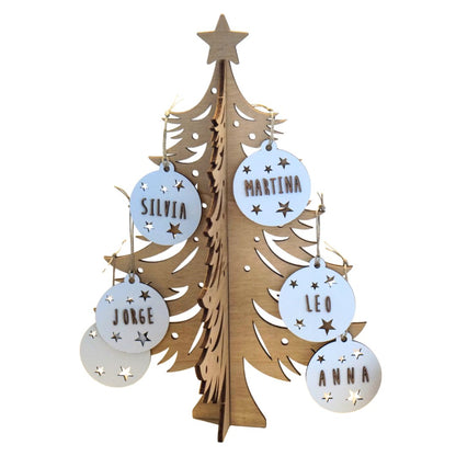 Árbol de Navidad de madera personalizable con nombre grabado