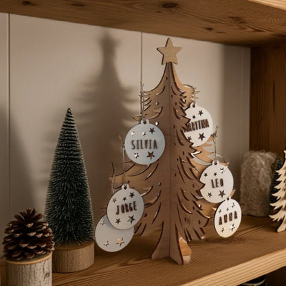 Árbol de Navidad de madera personalizable con nombre grabado