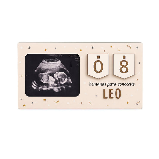 Cuenta semanas de embarazo personalizable con foto de ecografía 10x8 cm