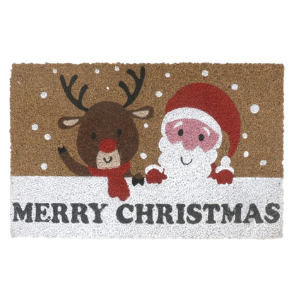 Felpudo Navidad fibra de coco con reno y Papá Noel “Merry Christmas”