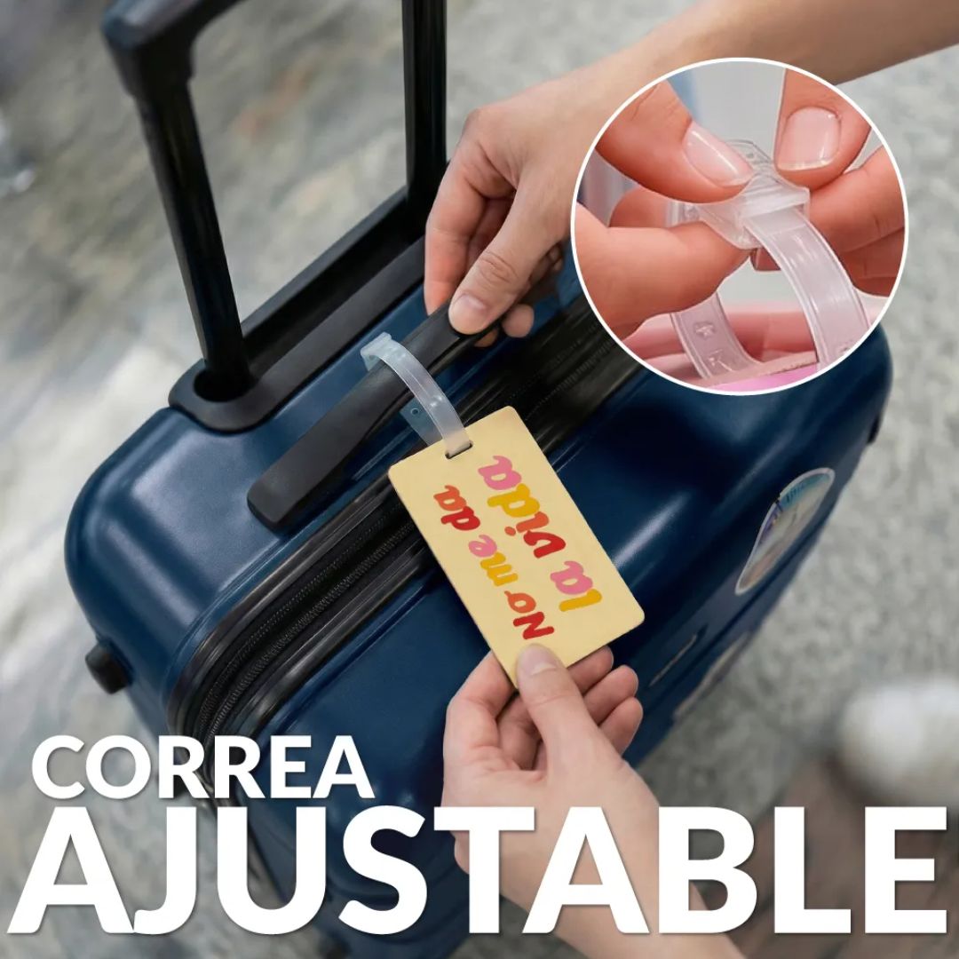 Identificador de maleta original para viajeros con mensaje divertido