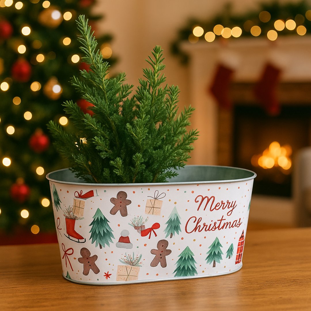 Jardinera metálica Navidad