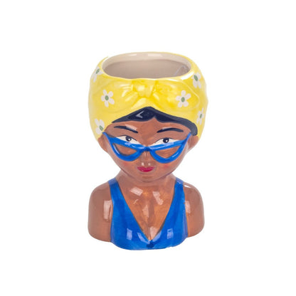 Jarrón busto mujer pañuelo amarillo