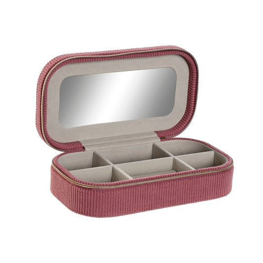 Joyero de viaje de pana con espejo