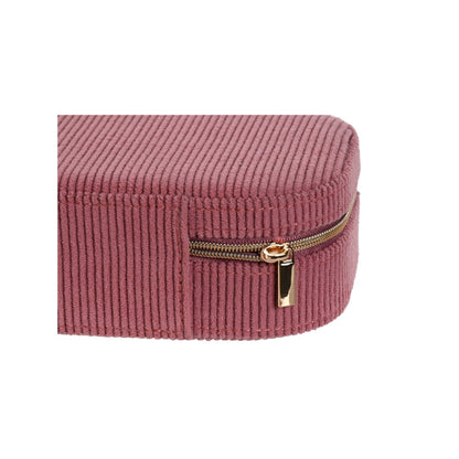 Joyero de viaje de pana con espejo