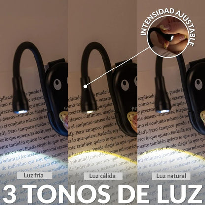 Luz para libros con estampado de ojos e intensidad regulable