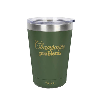 Vaso termo Champagne Problems verde y dorado de 310 ml Fisura