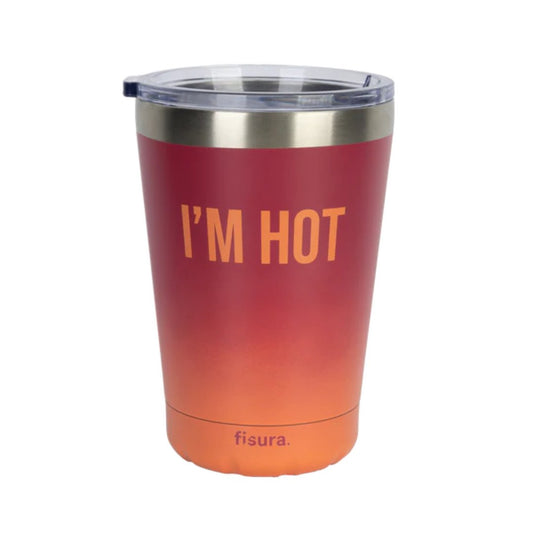 Vaso termo Fisura con degradado rosa y mensaje “I’m Hot”
