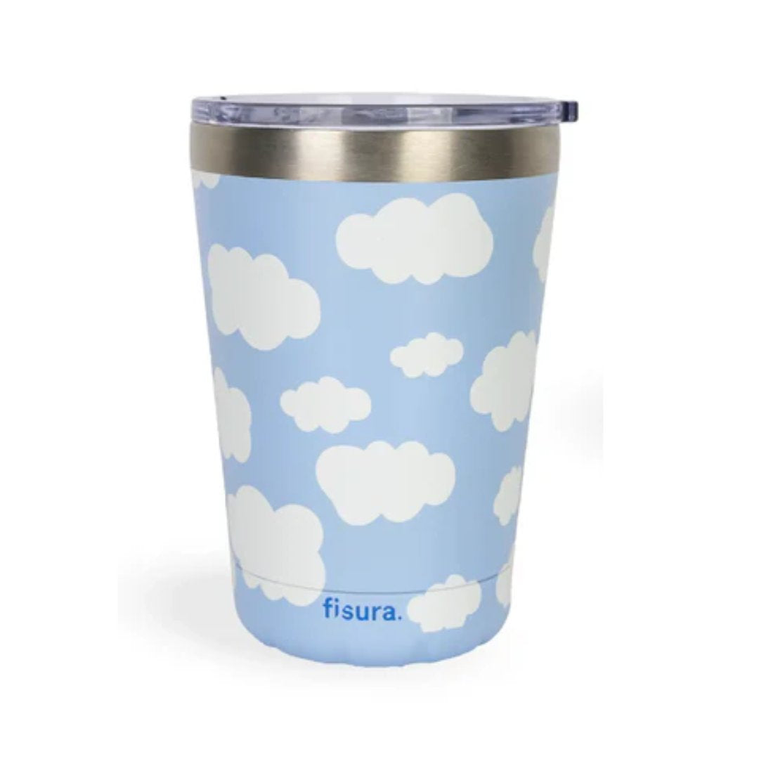 Vaso termo Fisura con estampado de nubes en tonos celeste