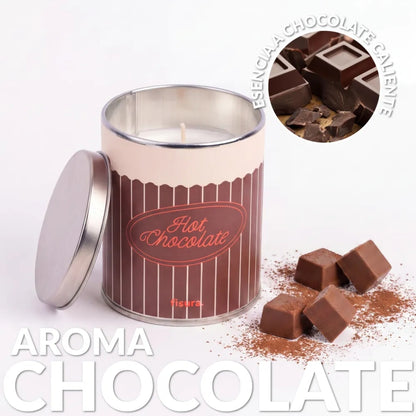 Vela aromática Hot Chocolate en lata metálica marrón