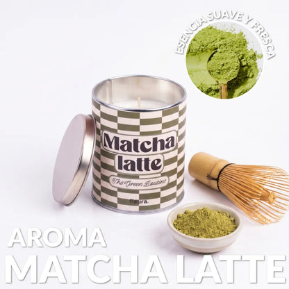 Vela aromática Matcha Latte en lata metálica verde