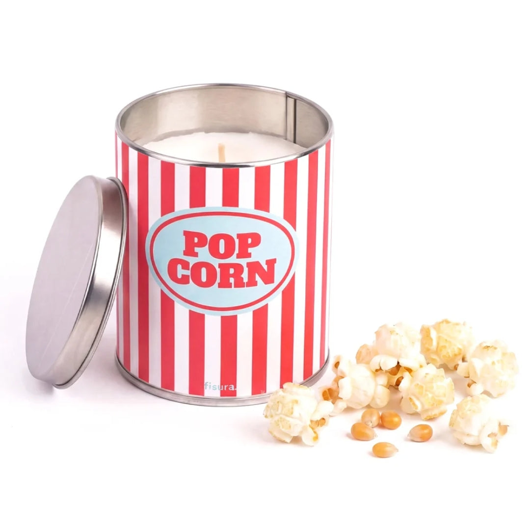 Vela en lata Pop Corn con aroma a palomitas de mantequilla
