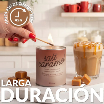 Vela en lata con tapa aroma caramelo salado para decoración del hogar